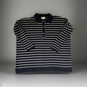 Tuckernuck Clayton Knit Oversized Polo Sweater Size M/L Navy Nautical Stripe